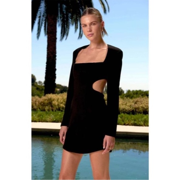 NWT MISHA KOSMA cutout long sleeve black mini dress size 6 - Picture 6 of 16